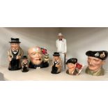 A collection of six Sir Winston Churchill and Viscount Montgomery of Alamein Royal Doulton character