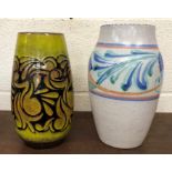 A Poole Pottery vase, c. 1970's and a Honiton vase (2)