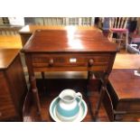 A 19th/20th century mahogany single drawer side table on turned supports