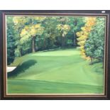 J. Holdeck - Golf green landscape, oil on canvas, signed