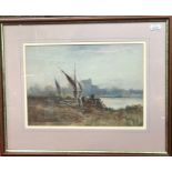 David Hill - three watercolours - waters edge and country cottages, all signed (3)
