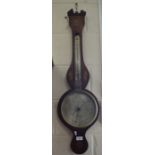 A 19th century inlaid mahogany barometer, with silvered dial - London maker (A/F)