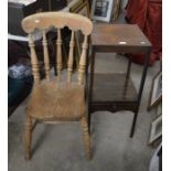 A 19th century mahogany two-tier wash stand to/w a provincial elm seated spindle back chair (2)