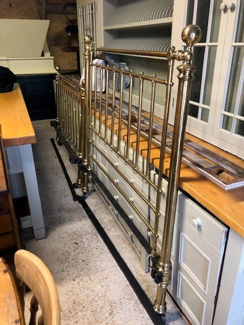 A Victorian style lacquered brass 5ft bed frame