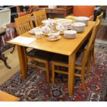 A John Lewis Ellis range light oak extending dining table with central butterfly folding leaf to/w a