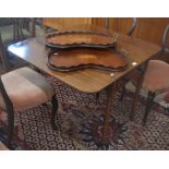 A Victorian mahogany Pembroke table with frieze drawer and opposing dummy drawer, slender turned