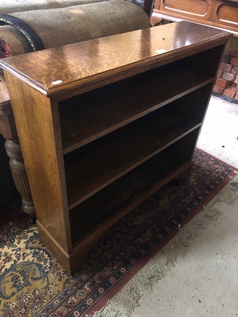 Oak open three shelf bookcase