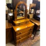 A modern pine three drawer chest to/w a dressing mirror (2)