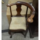 George III mahogany corner armchair (A/F)