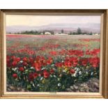 Vincente Paya – Field of poppies, oil on canvas, signed