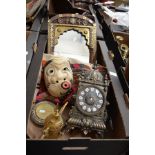 Mixed collectables to include a Japanese Noh mask, a Middle Eastern style mirror, ornate cast