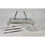 Waterford Crystal - A desk set c/w two chrome pens and a letter knife