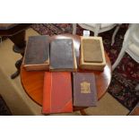 Six 18th century leather bound and other books including The Life & Times of Thomas Ellwood