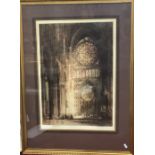 J Alphage Brewer - The Rose Windows, Rheims Cathedral etching, pencil signed