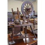 An oak spinning wheel