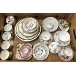 A collection of fine china cups and saucers, plates, preserve pots etc.