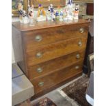 A large 19th century mahogany chest of four long drawers, raised on a plinth base