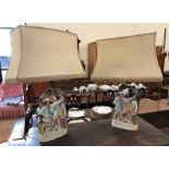 Two 19th century Staffordshire flatbacks converted to lamps
