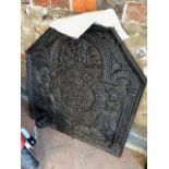 A good quality heavy cast iron fireback with the coat of arms of Leoplod I, Duke of Lorraine