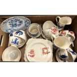 A mixed box of china to include Cauldon China 'Cries of London', Meissen onion pattern plate with