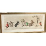 Various pictures to include French dog engraving, Winchester prints, long stitch panel and Chinese