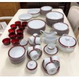 Trienshan Fine China 'Royal Thailand' dinner and tea service to/w ten ruby glass sundae dishes