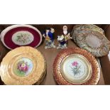 Eleven Copeland Spode floral painted cabinet plates by P Hall to/w four Coalport dinner plates and