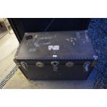 A vintage metal bound trunk