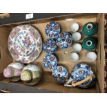 Assorted oriental porcelain including two 20th century Canton famille rose plates and ginger jars