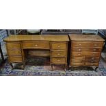 A vintage Anglo-Indian padouk wood kneehole dressing shest / sideboard