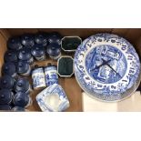 The Spode Blue Room Collection - eighteen herb and spice pots to/w a Spode Italian wall clock, Spode