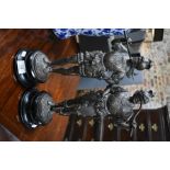 A pair of spelter figures of 18th century French soldiers
