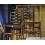 Two 19th century provincial oak ladderback side chairs