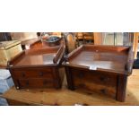 A pair of mahogany two drawer desk top units (2)