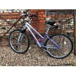 A Giant Sedonna ladies mountain bike with silver and purple frame