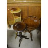 A mahogany smoker's stand with two drawers, mahogany tripod table and circular occasional table with