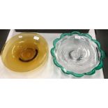 Two large studio glass bowls (2)