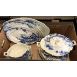 Doulton Burslem 'Woodland' blue and white dinner service