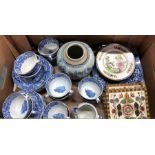 A quantity of Spode Italian teawares to/w a Chinese ginger jar, six Victorian printed tiles etc.