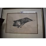 A Cecil Aldin print of a terrier sleeping on a sofa