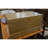 Pine blanket chest with wrought iron handles