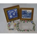 Two Victorian Wedgwood blue and white printed tiles