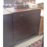 A 19th century mahogany chest of two short over three long drawers raised on splayed bracket feet (