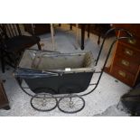 Early 1900s coach built doll's pram 'Che Marmet' with Patent Nos. 217/12 and 6409/12