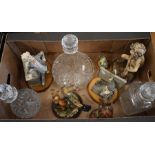 A ships decanter and two other examples to/w Capodimonte figures