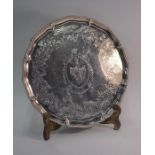 A large Victorian silver salver