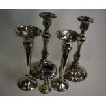 A pair of early 19th century Sheffield Plate candlesticks etc.