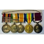 A Boer / WWI group of five medals to 12533 Pte. H C Ward, R.A.M.C