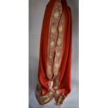An early 1900s Indian red wood curved shawl etc.