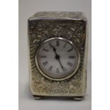 An Edwardian silver boudoir clock